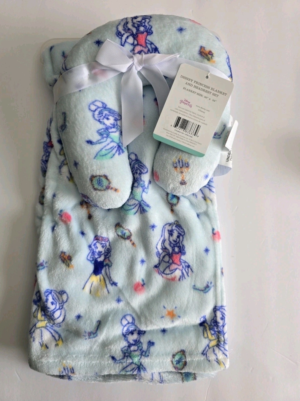 Disney Light Blue Princess Plush Pajama Blanket Set with Neck Pillow